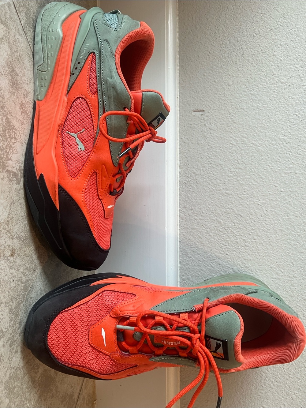 Puma Men’s Coral Orange & Sage Green RS-X Sneakers R system